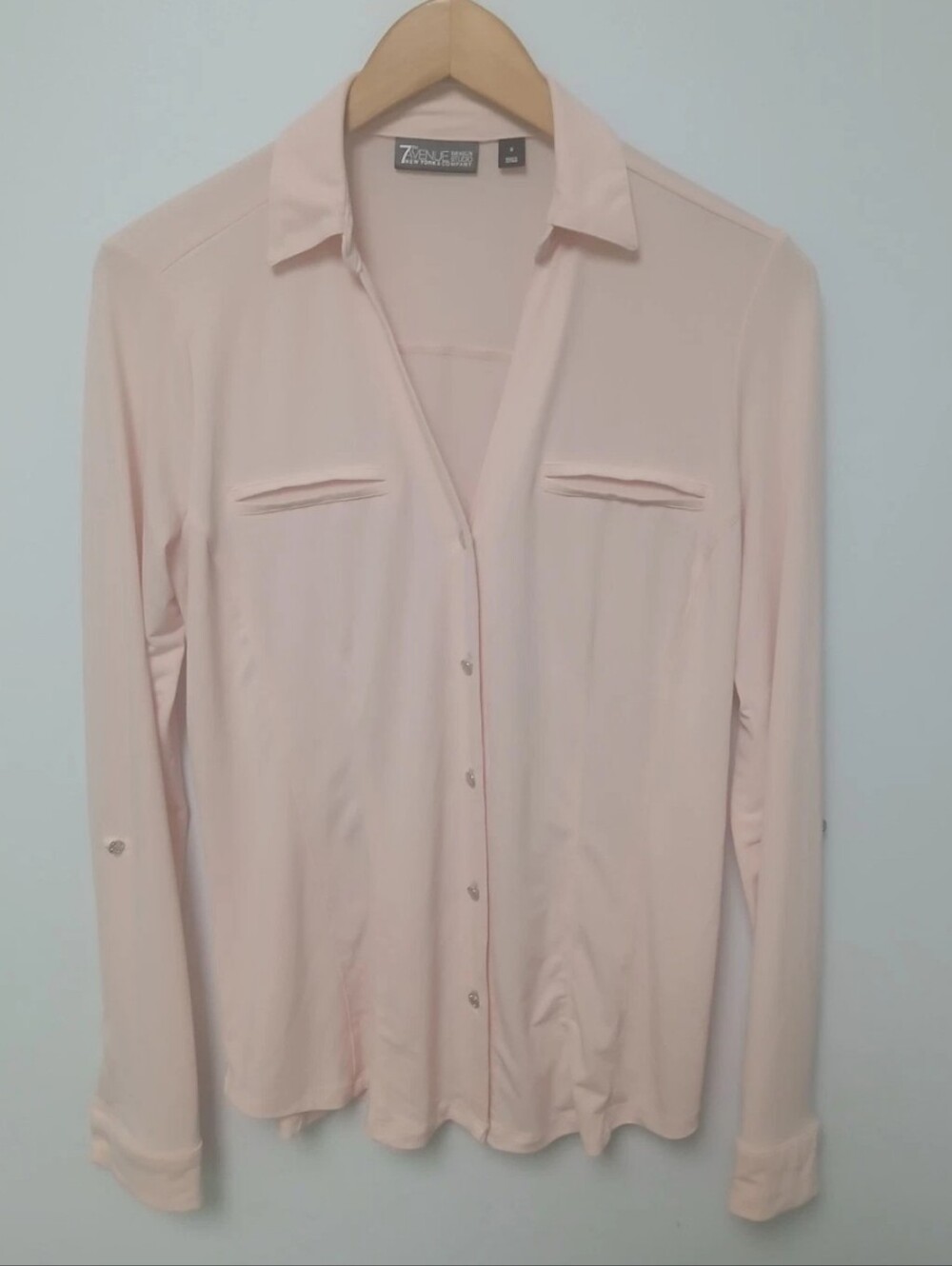 New York & Company 7th Avenue Light Pink Button‑Up Blouse SM